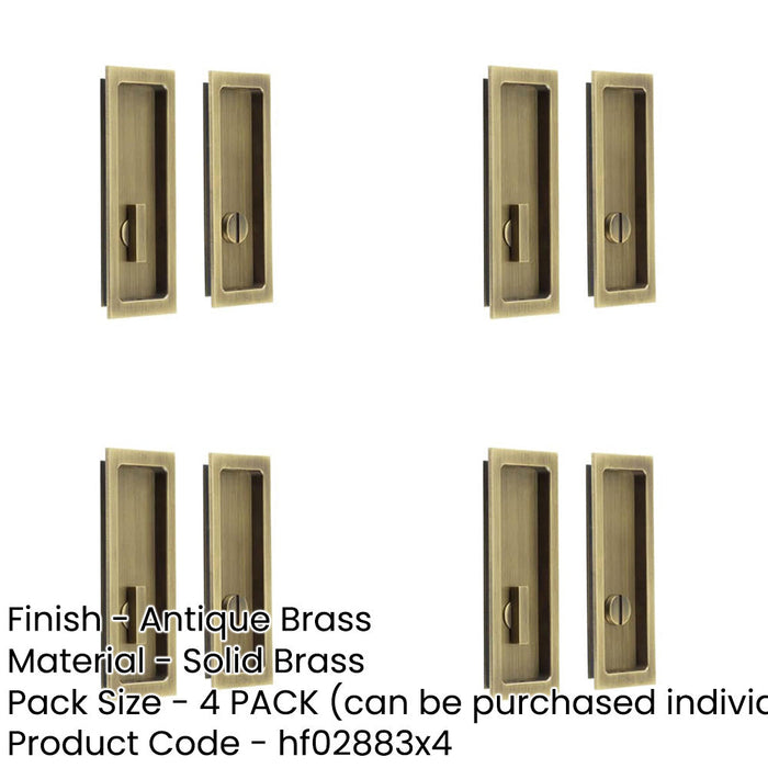 PACK Antique Brass Rectangular Turn Release Privacy Lock Doors Door Handle-1