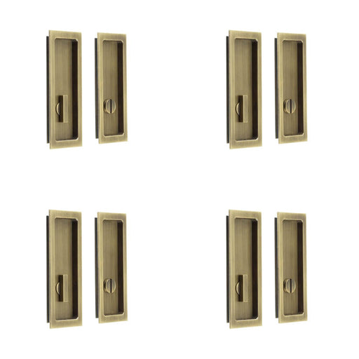 PACK Antique Brass Rectangular Turn Release Privacy Lock Doors Door Handle