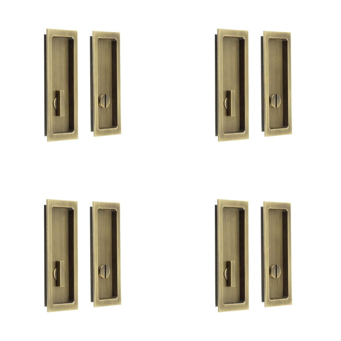 PACK Antique Brass Rectangular Turn Release Privacy Lock Doors Door Handle