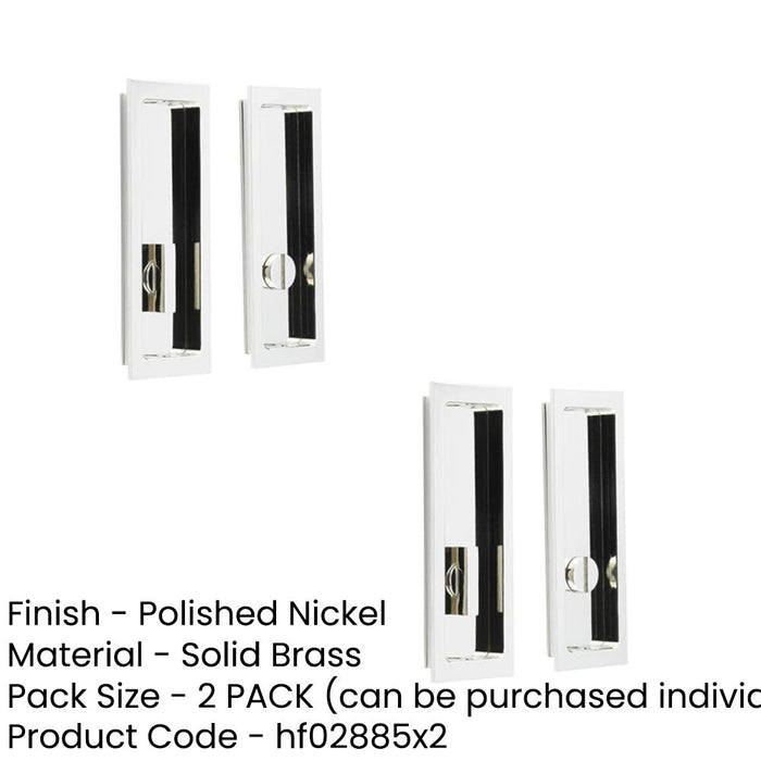 PACK Polished Nickel Rectangular Turn Release Enhanced Privacy Door Handle (1)-1