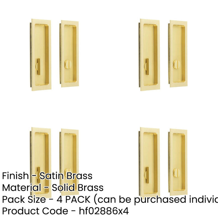 PACK Satin Brass Rectangular Turn Release Doors Door Handle-1