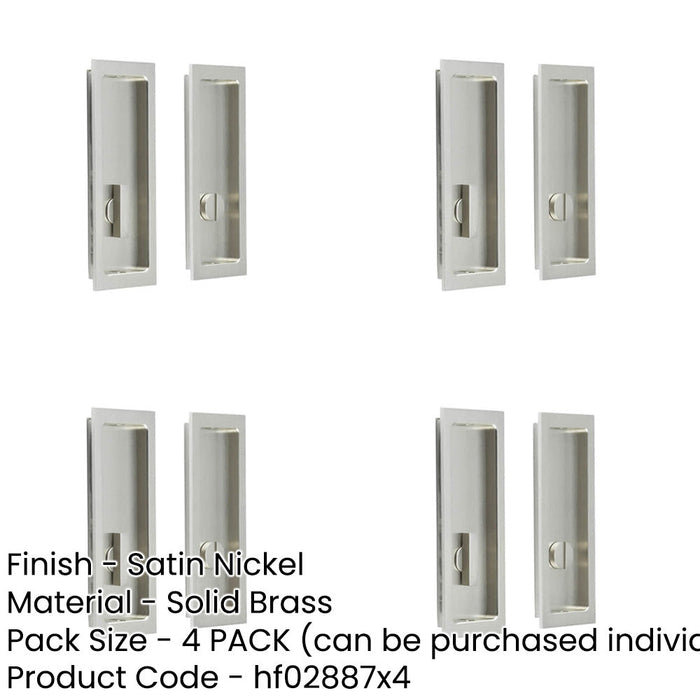 PACK Satin Nickel Rectangular Turn Release Sliding Doors Door Handle-1