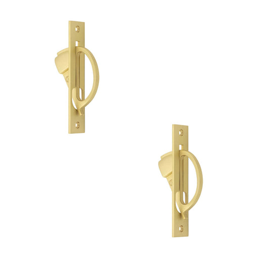 PACK Sleek Satin Brass Sliding Door Edge Pull Modern Homes Door Handle (1)