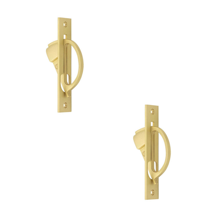 PACK Sleek Satin Brass Sliding Door Edge Pull Modern Homes Door Handle (1)