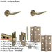 Door Handle Latch Antique Brass Slim Mitred Lever Round Reeded Rose-1