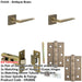 Door Handle Latch Antique Brass Slim Mitred Lever Square Plain Rose-1