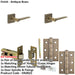 Door Handle Latch Antique Brass Slim Tapered Lever Square Plain Rose-1