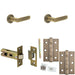 Door Handle Latch Antique Brass Flat Lever Round Stepped Rose