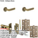 Door Handle Latch Antique Brass Flat Lever Round Knurled Rose-1