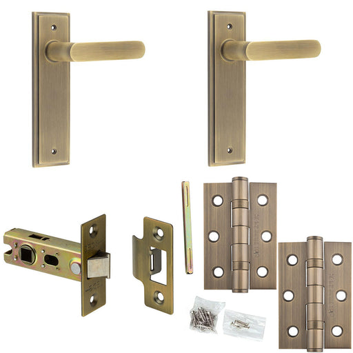 Door Handle Latch Antique Brass Flat Lever Latch Backplate