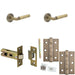 Door Handle Latch Antique Brass Mitred Premium Rounded Lever Round Chamfered Rose