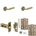 Door Handle Latch Antique Brass Knurled Premium Rounded Lever Round Stepped Rose