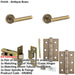 Door Handle Latch Antique Brass Premium Rounded Lever Round Plain Rose-1