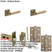 Door Handle Latch Antique Brass Premium Rounded Lever Square Stepped Rose-1