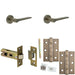 Door Handle Latch Dark Antique Brass Slim Tapered Lever Round Plain Rose