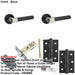 Door Handle Latch Black Knurled Premium Rounded Lever Round Plain Rose-1