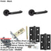 Door Handle Latch Black Return Door Lever Round Plain Rose-1