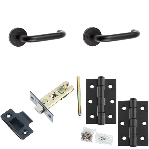 Door Handle Latch Black Return Door Lever Round Plain Rose