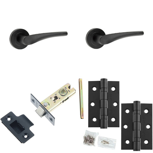 Door Handle Latch Black Twisted Lever Round Plain Rose