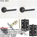 Door Handle Latch Black Premium Rounded Thin Lever Round Plain Rose-1