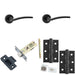 Door Handle Latch Black Slim Curved Lever Round Plain Rose