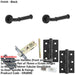 Door Handle Latch Black Edged Premium Rounded Lever Round Plain Rose-1