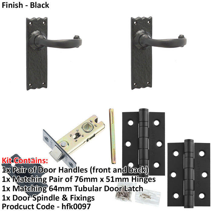 Door Handle Latch Antique Grey Curved Return Door Lever Latch Long Backplate-1
