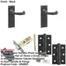 Door Handle Latch Antique Grey Curved Return Door Lever Latch Long Backplate-1