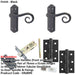 Door Handle Latch Antique Black Spiral Lever Latch Backplate-1