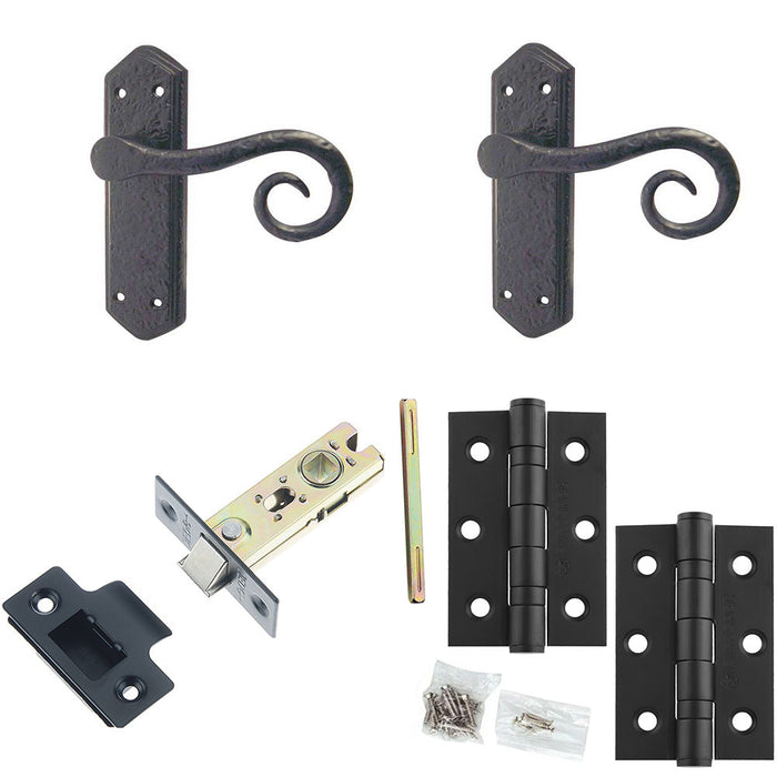 Door Handle Latch Antique Black Spiral Lever Latch Backplate