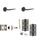 Door Handle Latch Dark Bronze Slim Mitred Lever Round Knurled Rose