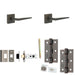 Door Handle Latch Dark Bronze Slim Mitred Lever Square Plain Rose