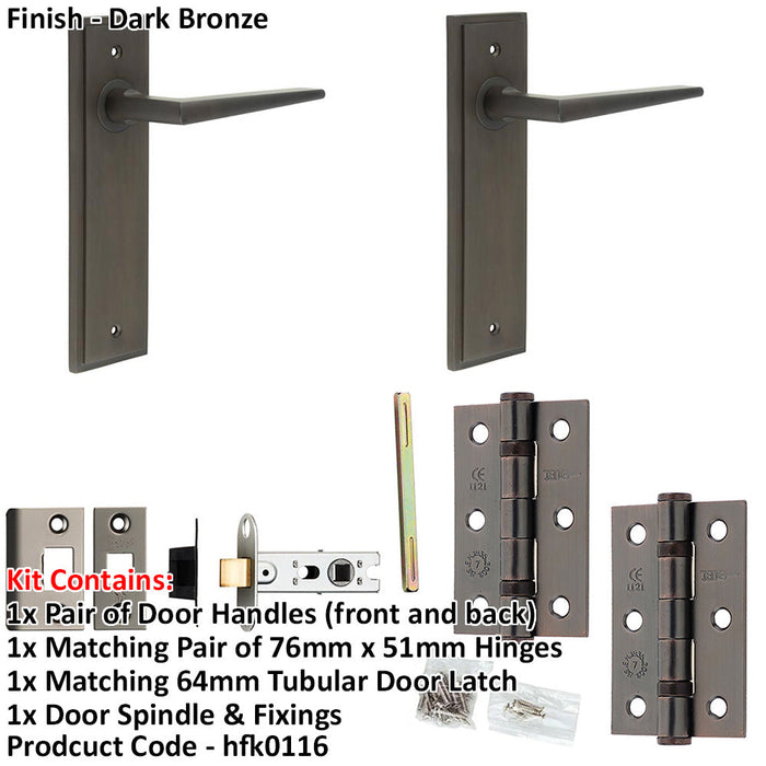 Door Handle Latch Dark Bronze Slim Mitred Lever Latch Backplate-1