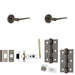 Door Handle Latch Dark Bronze Slim Tapered Lever Round Reeded Rose