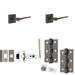Door Handle Latch Dark Bronze Slim Tapered Lever Square Plain Rose