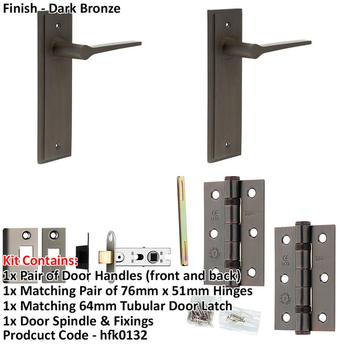Door Handle Latch Dark Bronze Slim Tapered Lever Latch Backplate-1