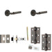 Door Handle Latch Dark Bronze Mitred Premium Rounded Lever Round Knurled Rose