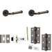 Door Handle Latch Dark Bronze Grooved Premium Rounded Lever Round Plain Rose
