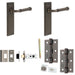 Door Handle Latch Dark Bronze Grooved Premium Rounded Lever Latch Backplate