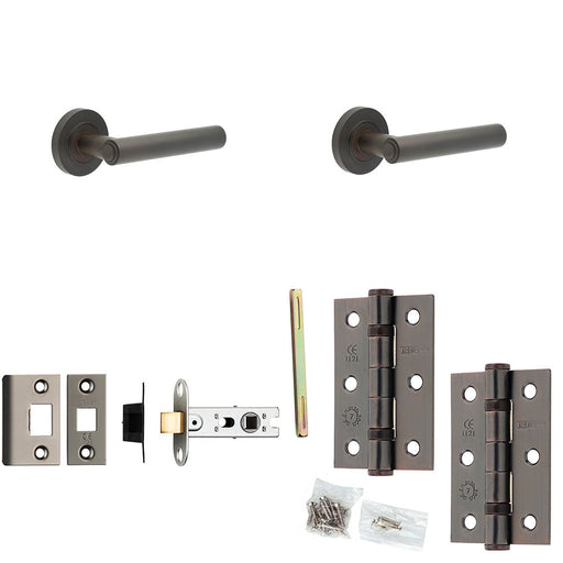 Door Handle Latch Dark Bronze Premium Rounded Lever Round Plain Rose