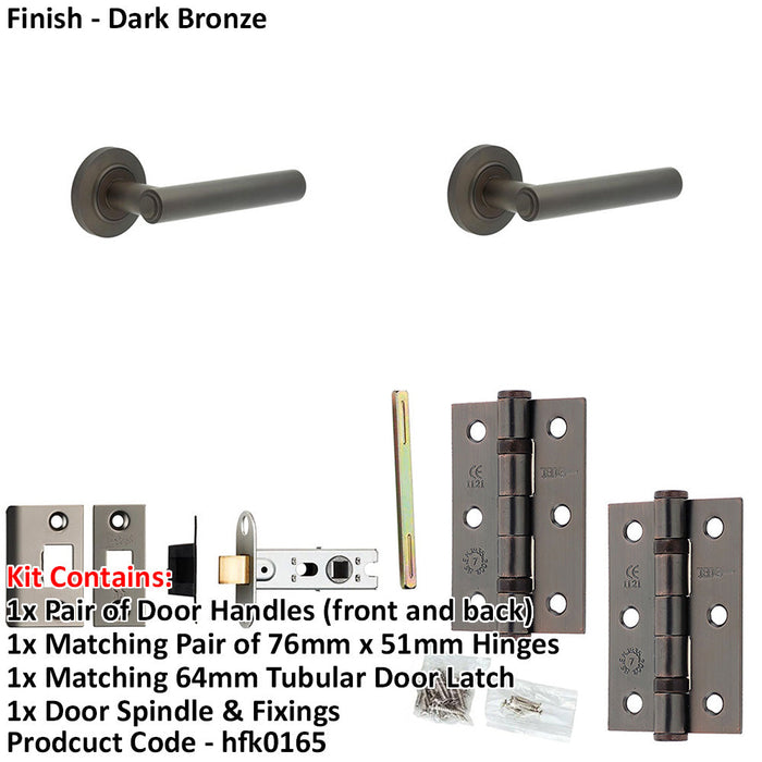 Door Handle Latch Dark Bronze Premium Rounded Lever Round Chamfered Rose-1