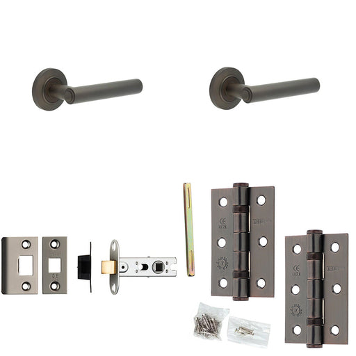 Door Handle Latch Dark Bronze Premium Rounded Lever Round Chamfered Rose