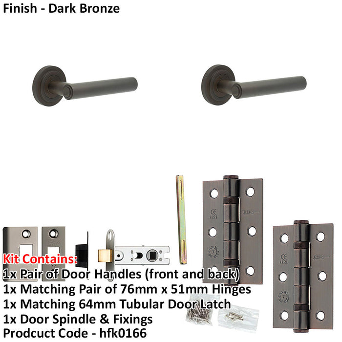 Door Handle Latch Dark Bronze Premium Rounded Lever Round Stepped Rose-1