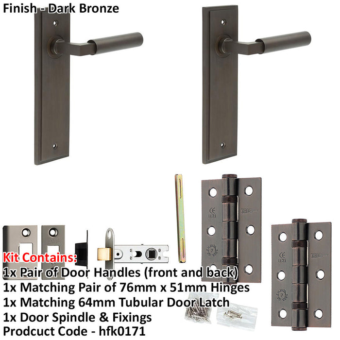 Door Handle Latch Dark Bronze Mitred Premium Rounded Lever Latch Backplate-1