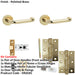 Door Handle Latch Polished Brass Return Door Lever Round Plain Rose-1