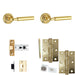 Door Handle Latch Polished Brass Premium Rounded Lever Round Recessed Rose