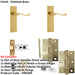 Door Handle Latch Polished Brass Sculpted Lever Latch Long Backplate-1