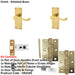 Door Handle Latch Polished Brass Sculpted Lever Latch Short Backplate-1