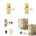 Door Handle Latch Polished Brass Sculpted Lever Latch Short Backplate