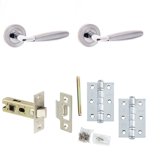 Door Handle Latch Chrome Convex Lever Round Plain Rose